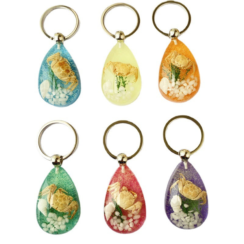 Wholesale 12pcs Simulated Luminous Bottom Amber Insect Crab Ocean Keychain